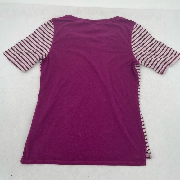 CARHARTT Women’s Purple/cream stripe V-neck short sleeved shirt size Medium 8/10 - Picture 2 of 9